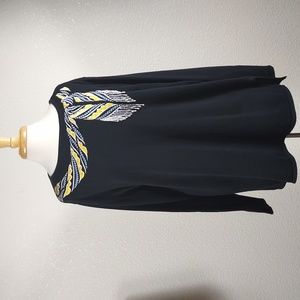 Bob Mackie Wearable Art Sweater Size XL Black Yellow